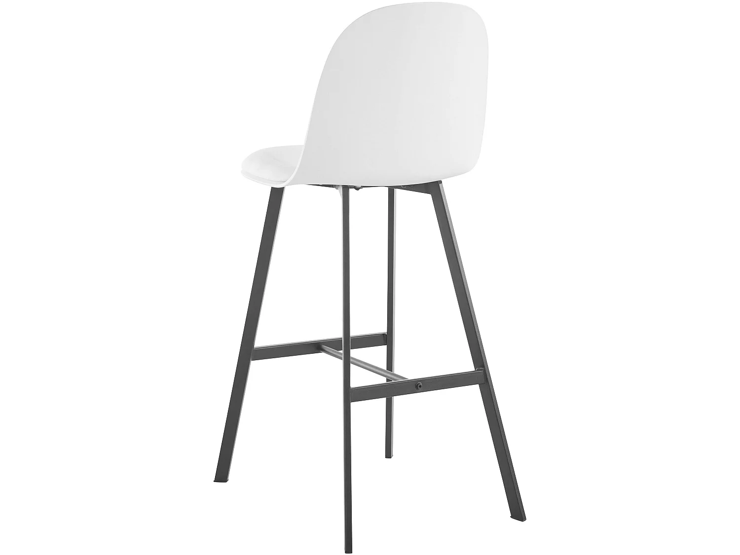 Set di 2 sgabelli in PU e plastica bianco con gambe in metallo nero