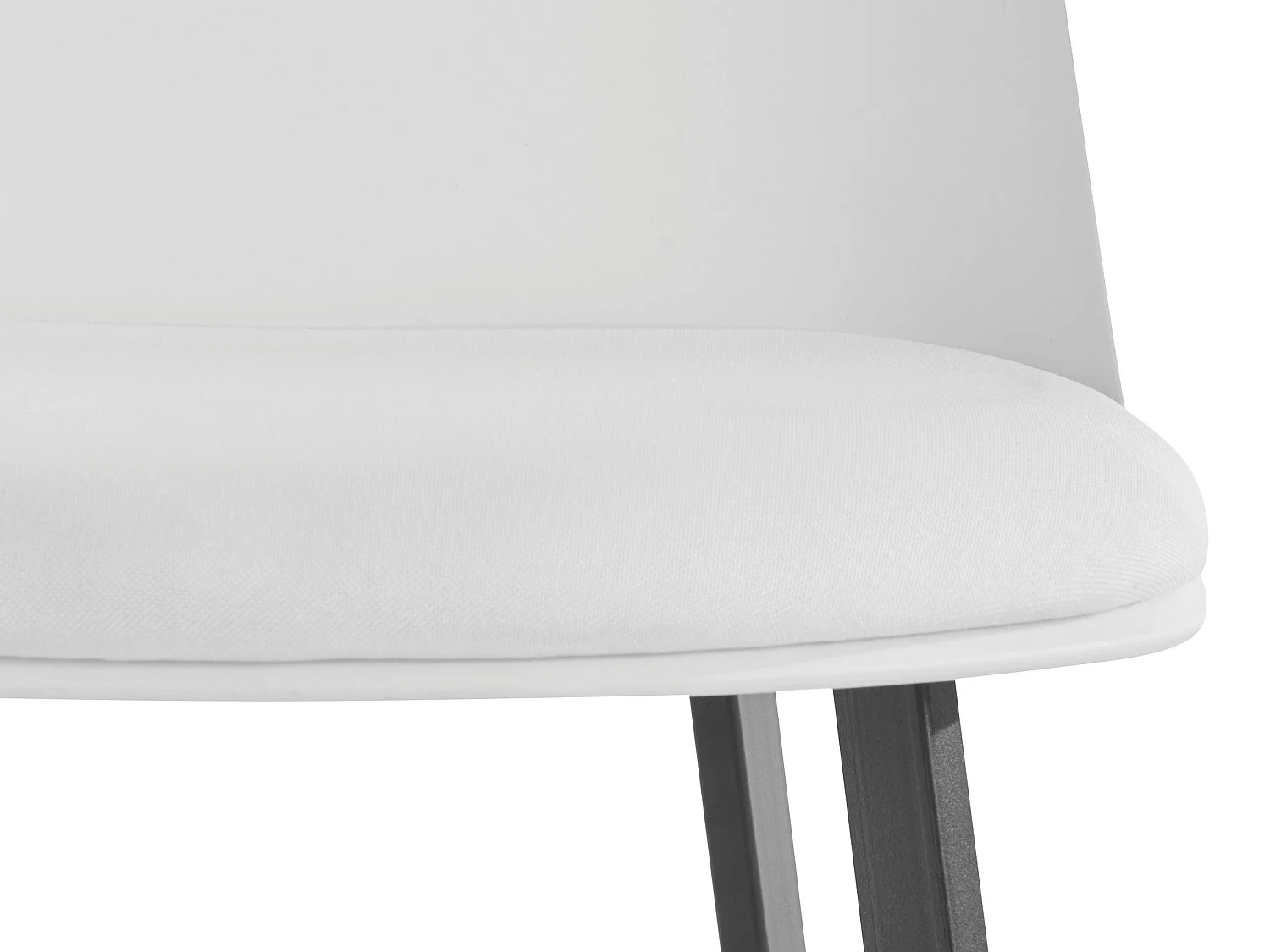 Set di 2 sgabelli in PU e plastica bianco con gambe in metallo nero