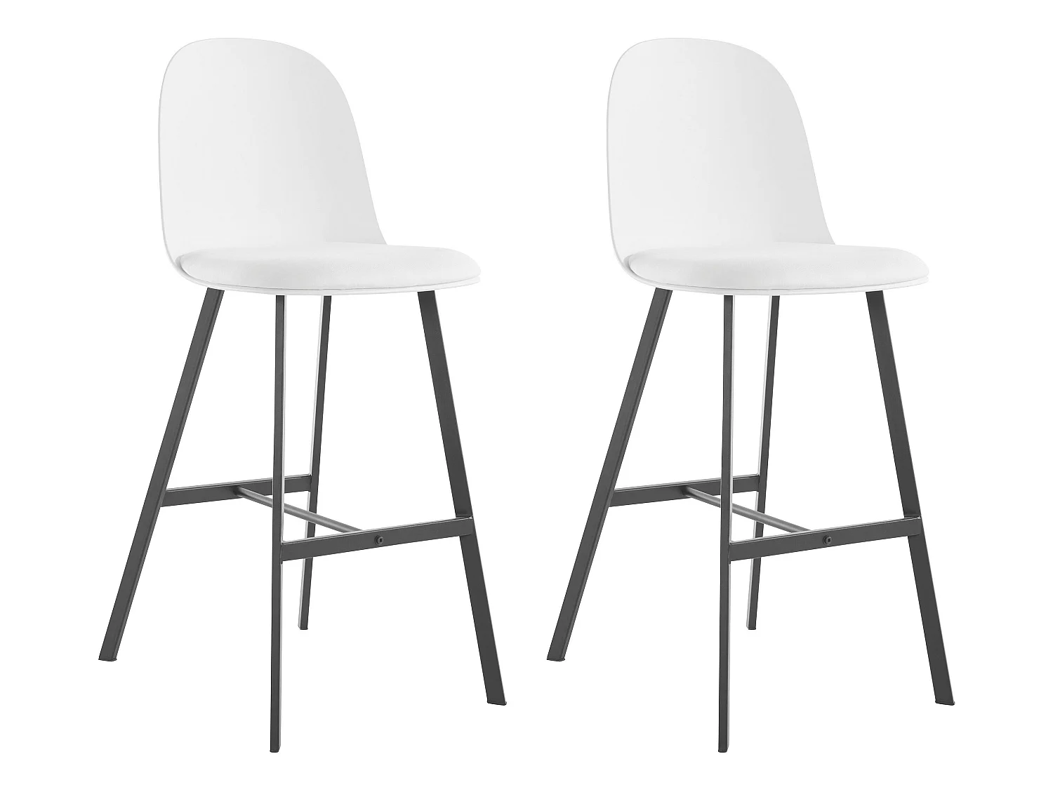 Asta | Lot de 2 tabourets de bar en PU et plastique avec pieds en métal