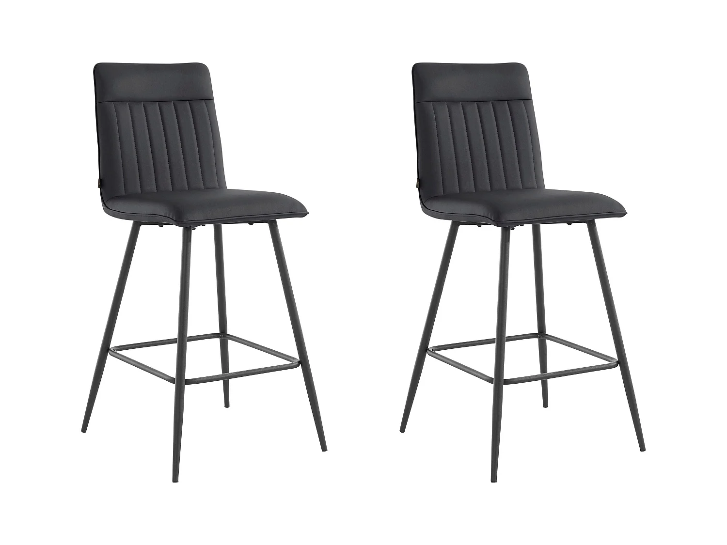 Zeta | Lot de 2 tabourets de bar rembourrés en PU noir