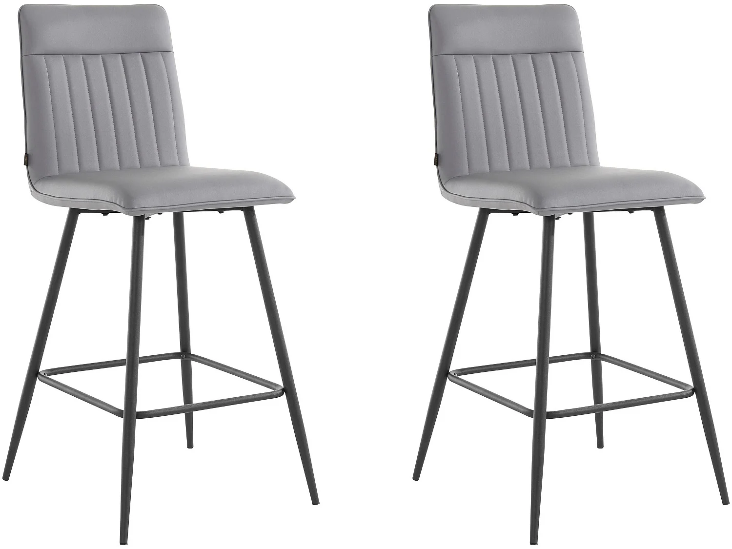 Zeta | Lot de 2 tabourets de bar rembourrés en PU gris