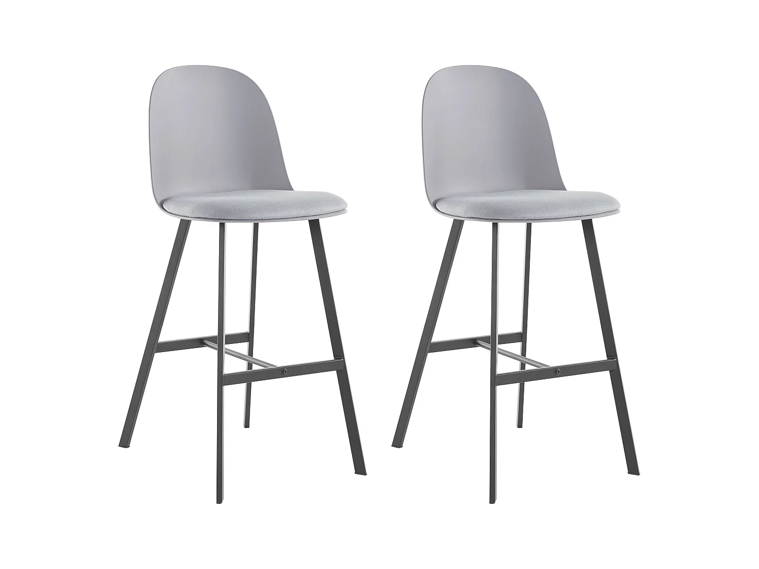 Asta | Lot de 2 tabourets de bar en PU et plastique avec pieds en métal