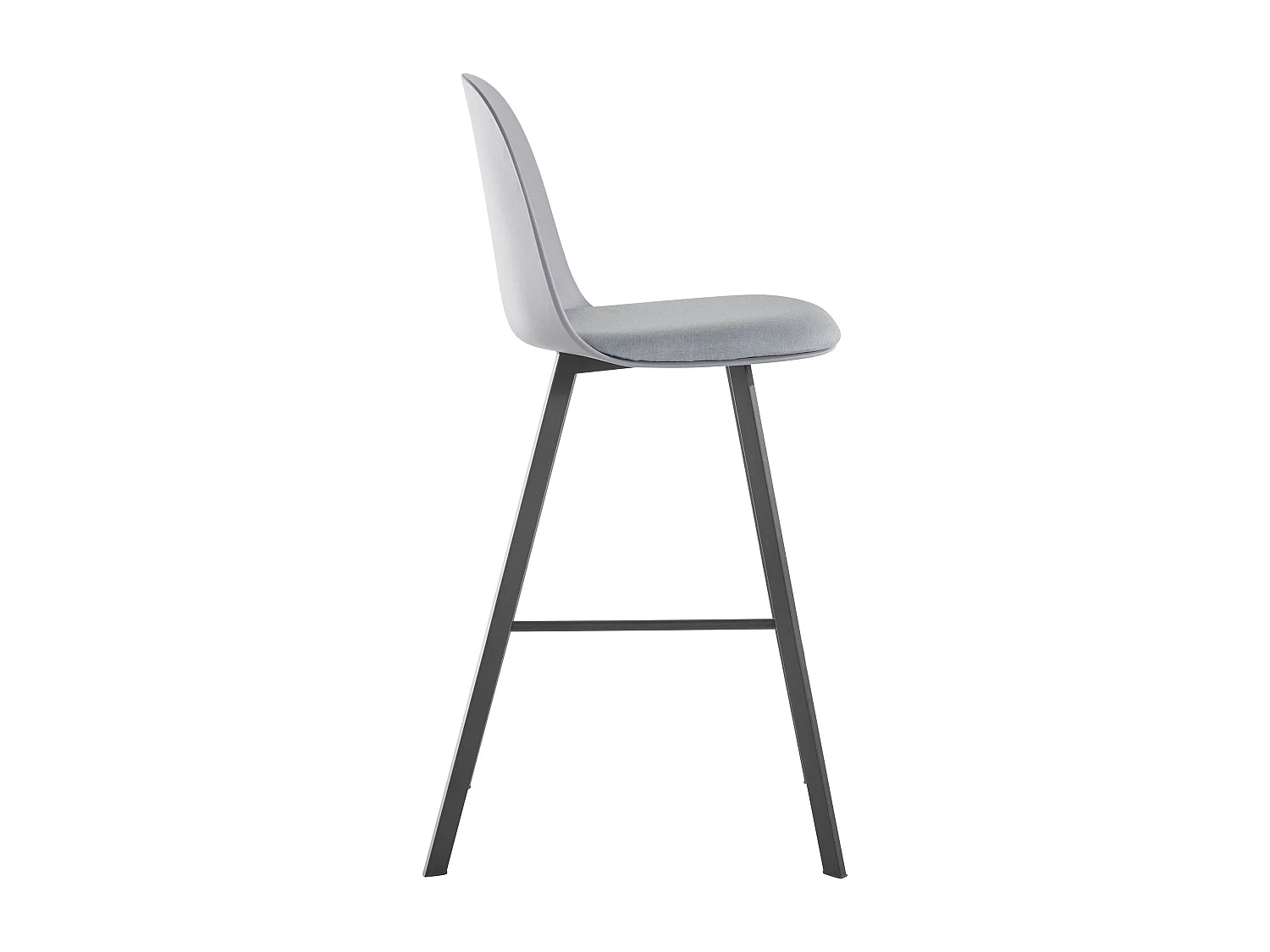 Set di 2 sgabelli in PU e plastica grigio con gambe in metallo nero