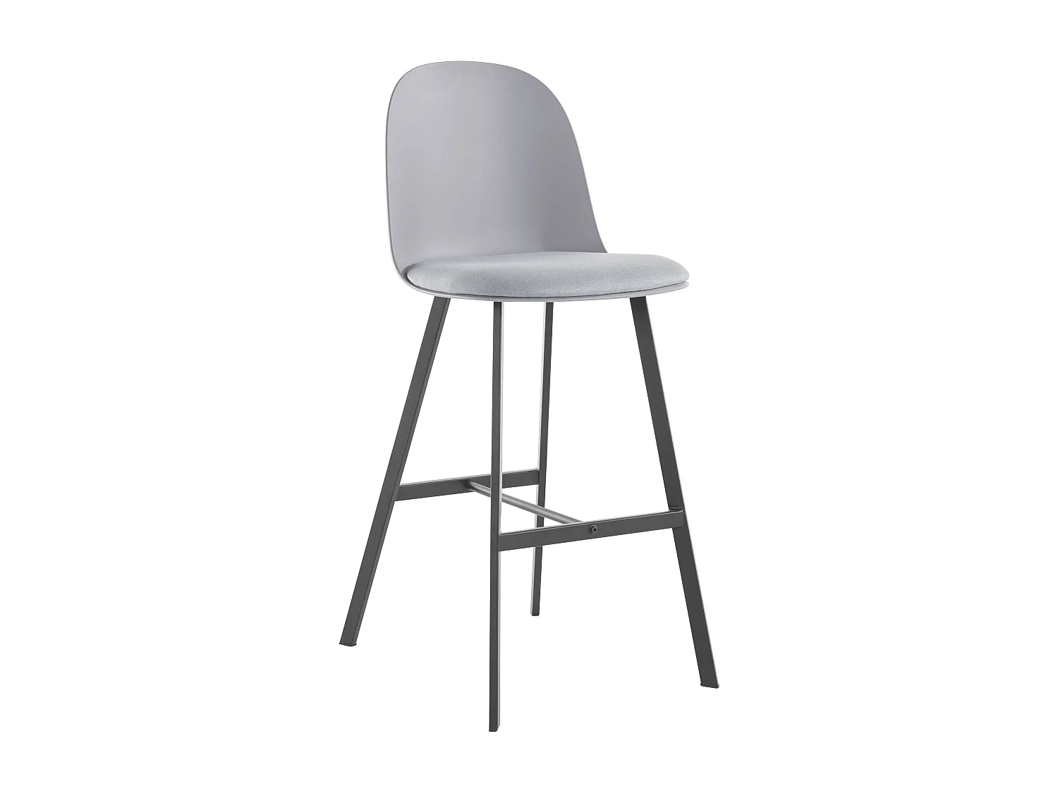 Set di 2 sgabelli in PU e plastica grigio con gambe in metallo nero