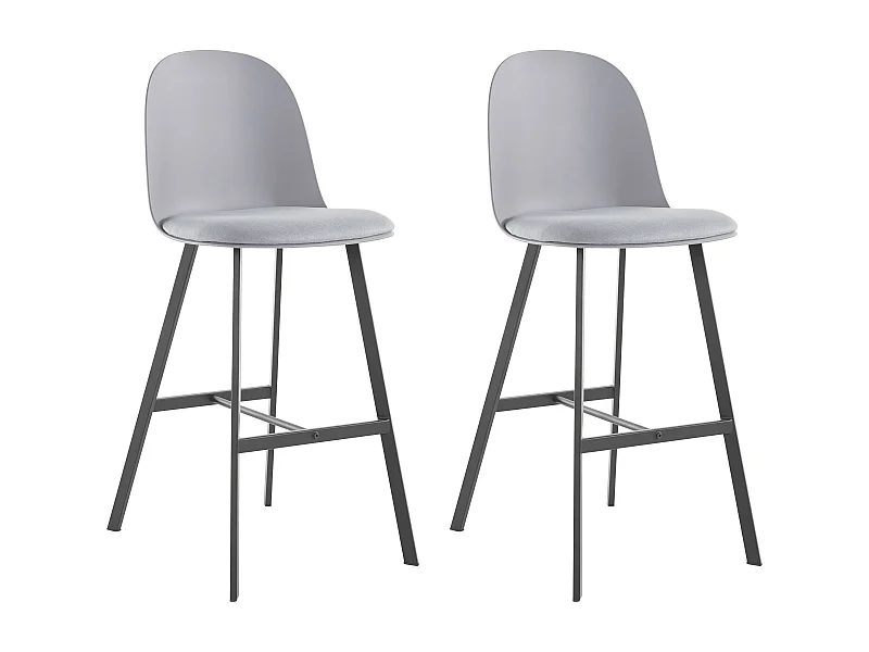 Asta | Lot de 2 tabourets de bar en PU et plastique avec pieds en métal