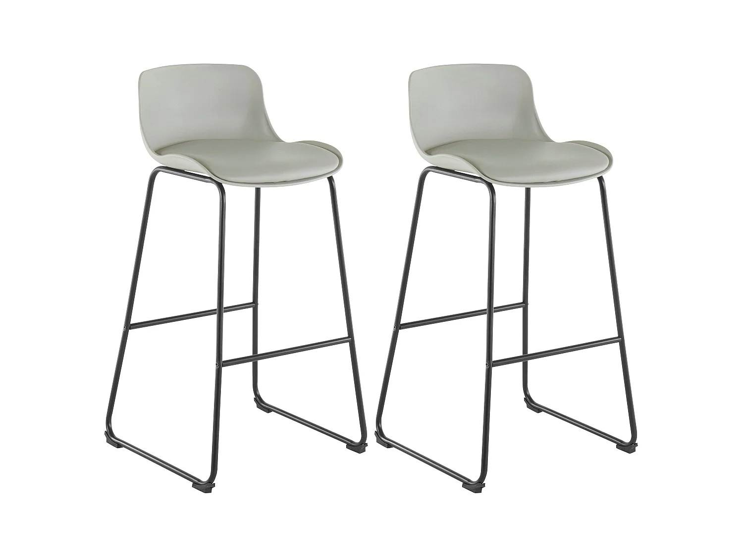 Jasmin | Lot de 2 tabourets de bar rembourrés en PU gris clair