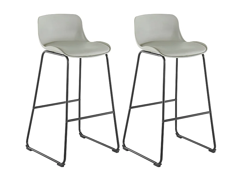 Jasmin | Lot de 2 tabourets de bar rembourrés en PU gris clair