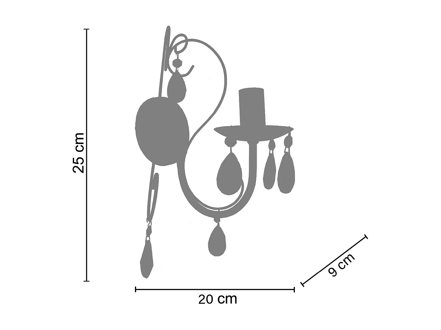 Applique TOSEL ,métal,Marron,H 9xD25xP25cm