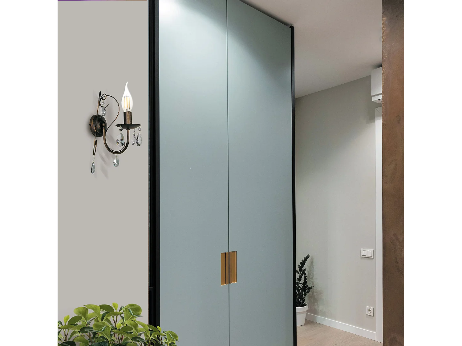 Candeeiro de Pé TOSEL SKIEUR tecido ÁRVORE castanho D40 x  H165  cm