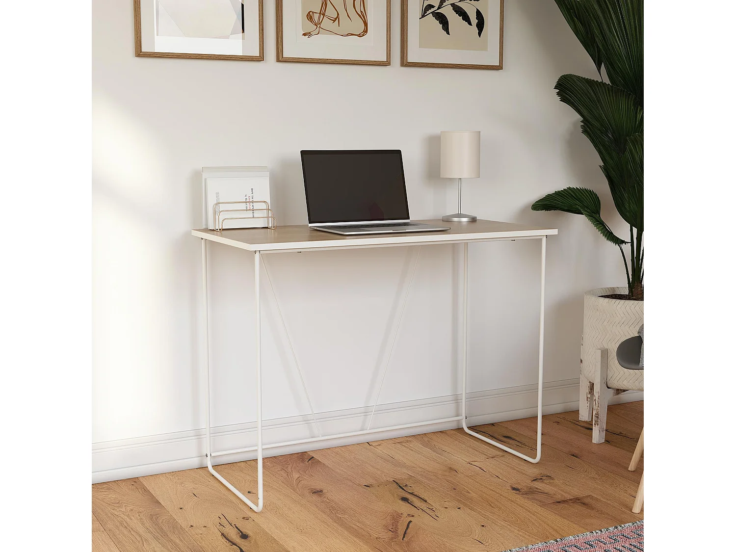 Dante | Bureau d'ordinateur en effet bois nature et structure