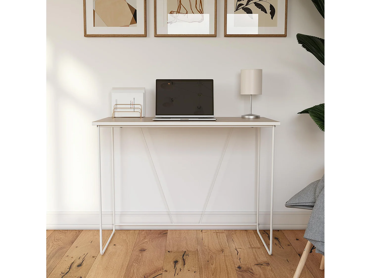 Dante | Bureau d'ordinateur en effet bois nature et structure