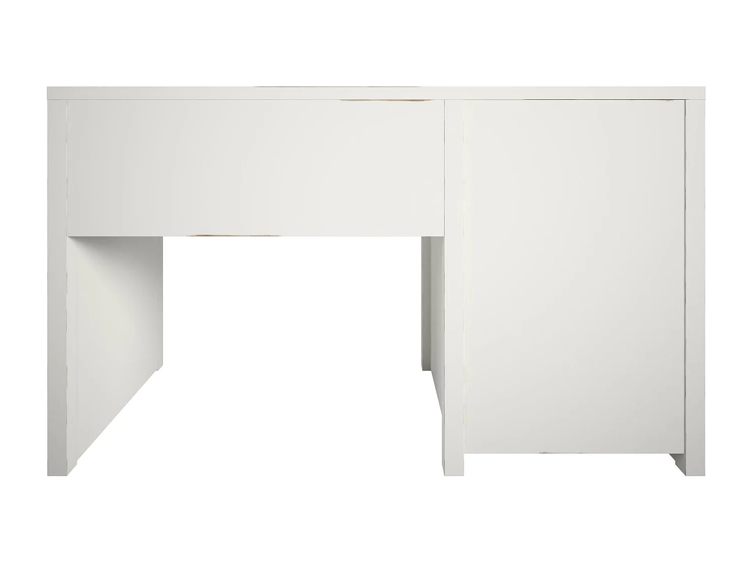 Säulenschreibtisch mit 2 Schubladen aus MDF, weiß