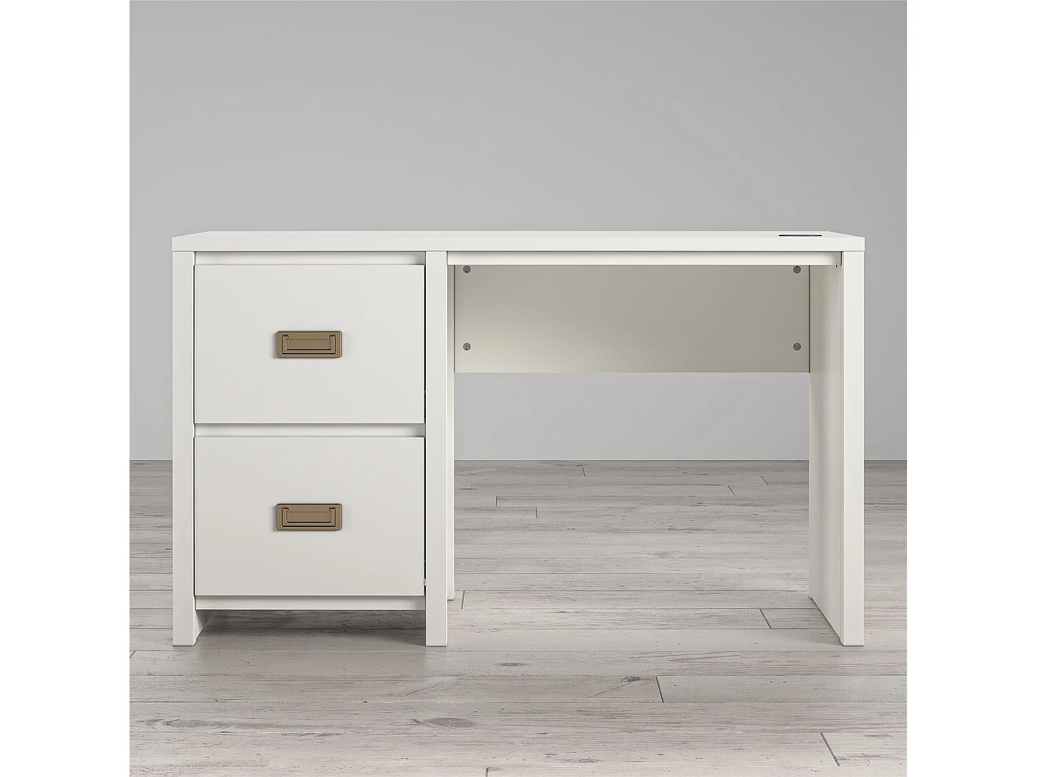 Haven | Bureau caisson avec 2 tiroirs en MDF blanc