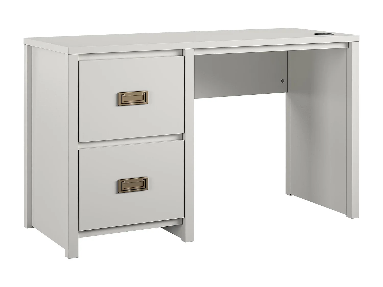 Haven | Bureau caisson avec 2 tiroirs en MDF blanc