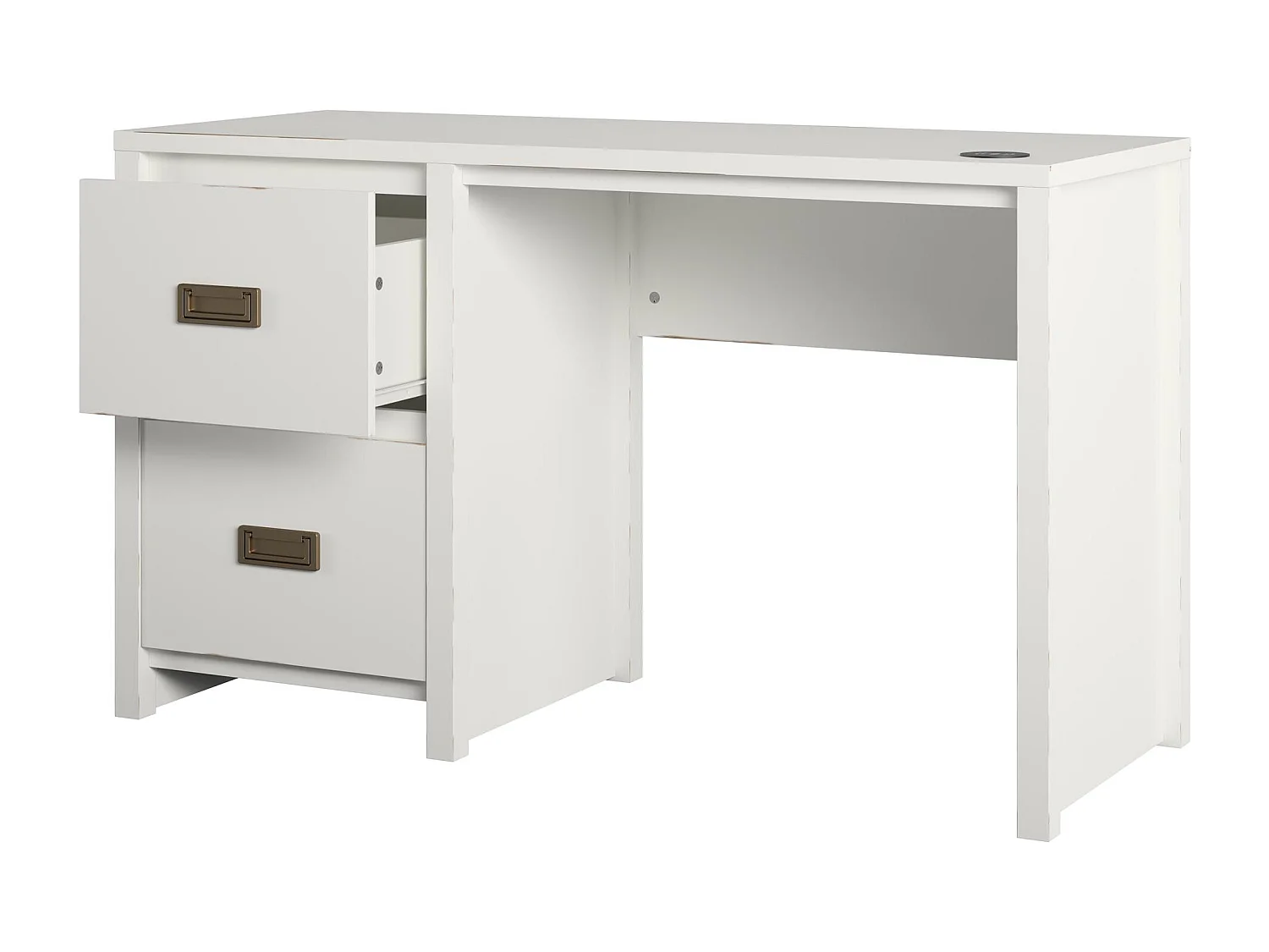 Haven | Bureau caisson avec 2 tiroirs en MDF blanc