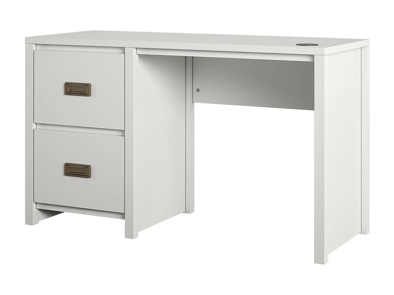 Haven | Bureau caisson avec 2 tiroirs en MDF blanc