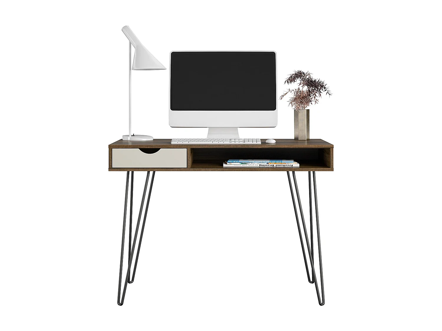 Concord | Bureau avec 1 tiroir en aspect chêne brun