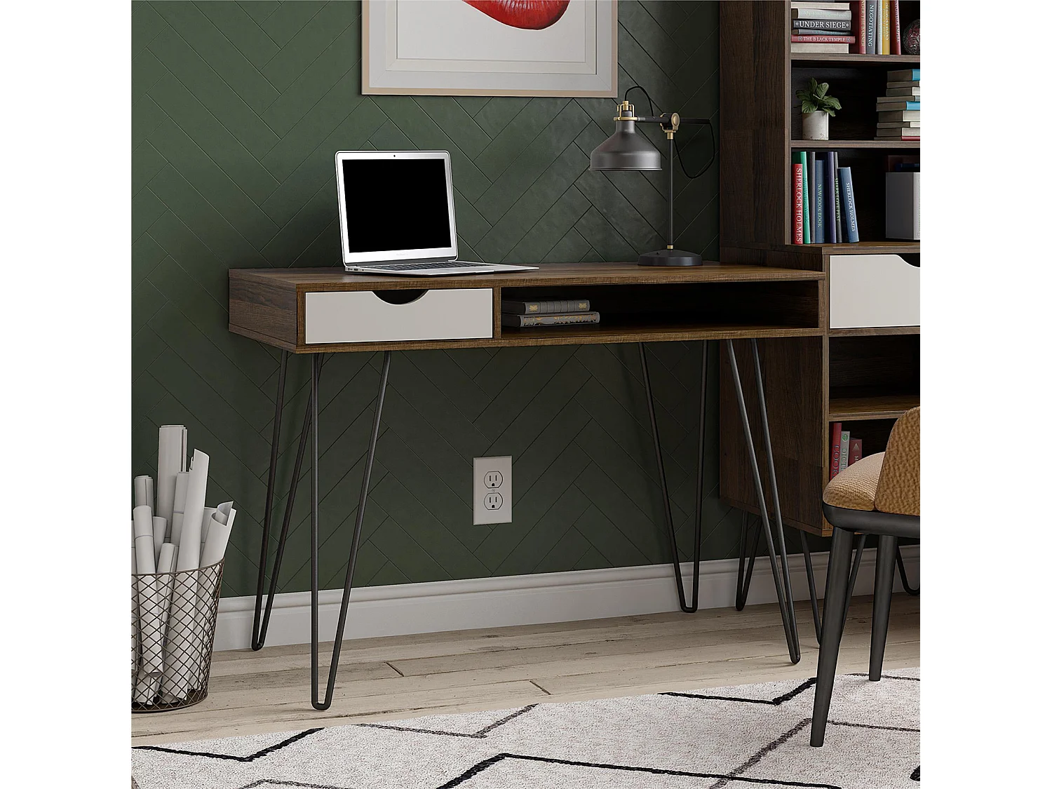 Concord | Bureau avec 1 tiroir en aspect chêne brun