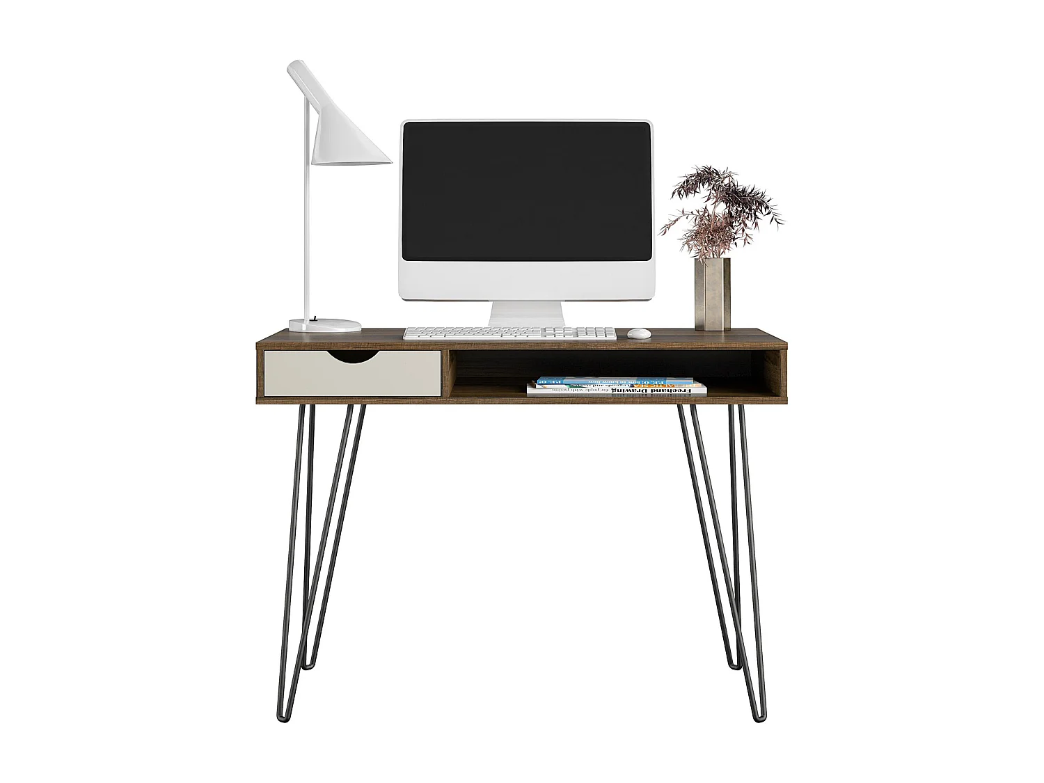 Concord | Bureau avec 1 tiroir en aspect chêne brun