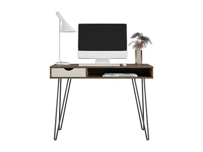 Concord | Scrivania con 1 cassetto in effetto rovere marrone