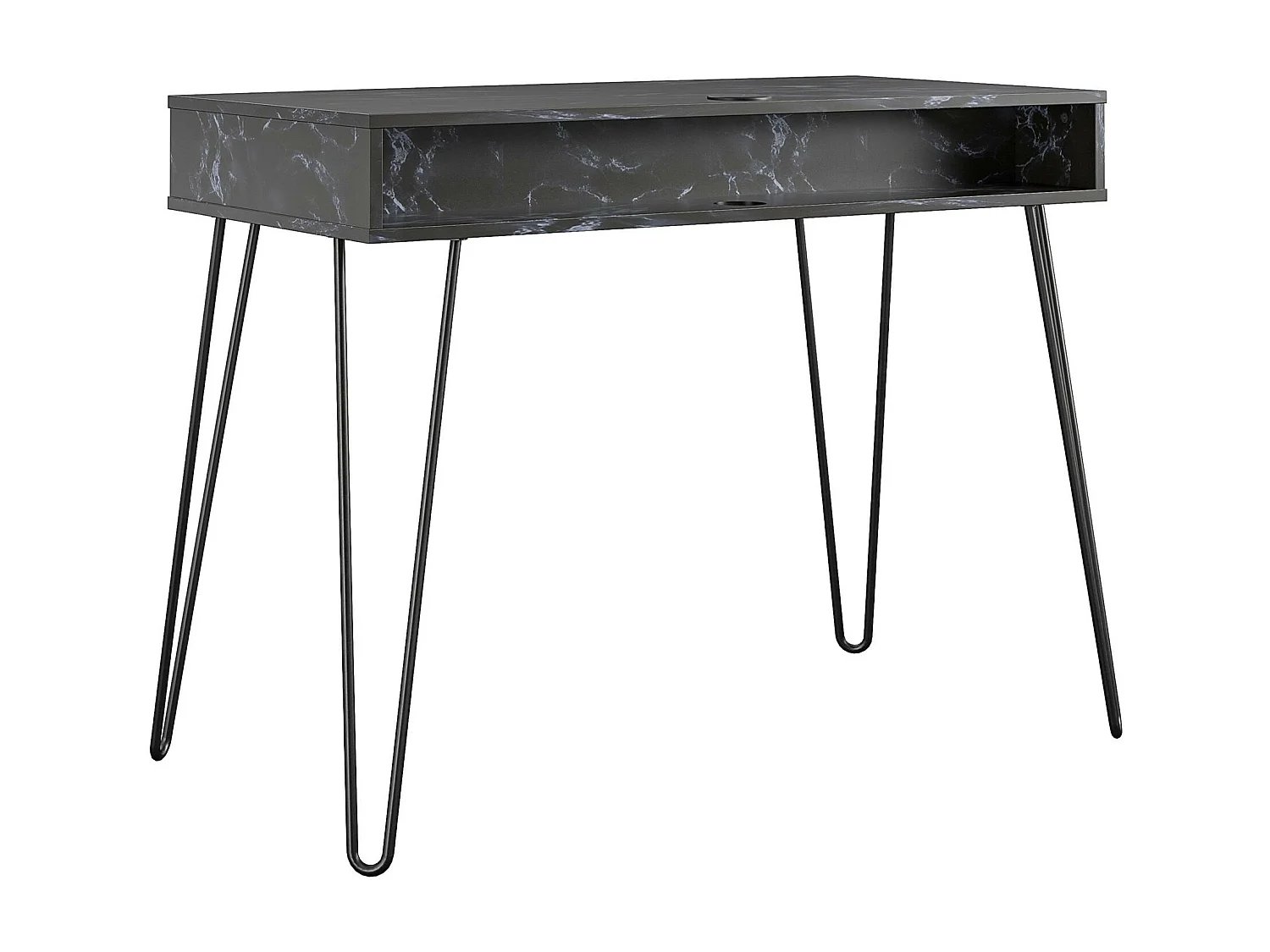 Athena | Secretária de Computador com 2 compartimentos em Mármore Preto