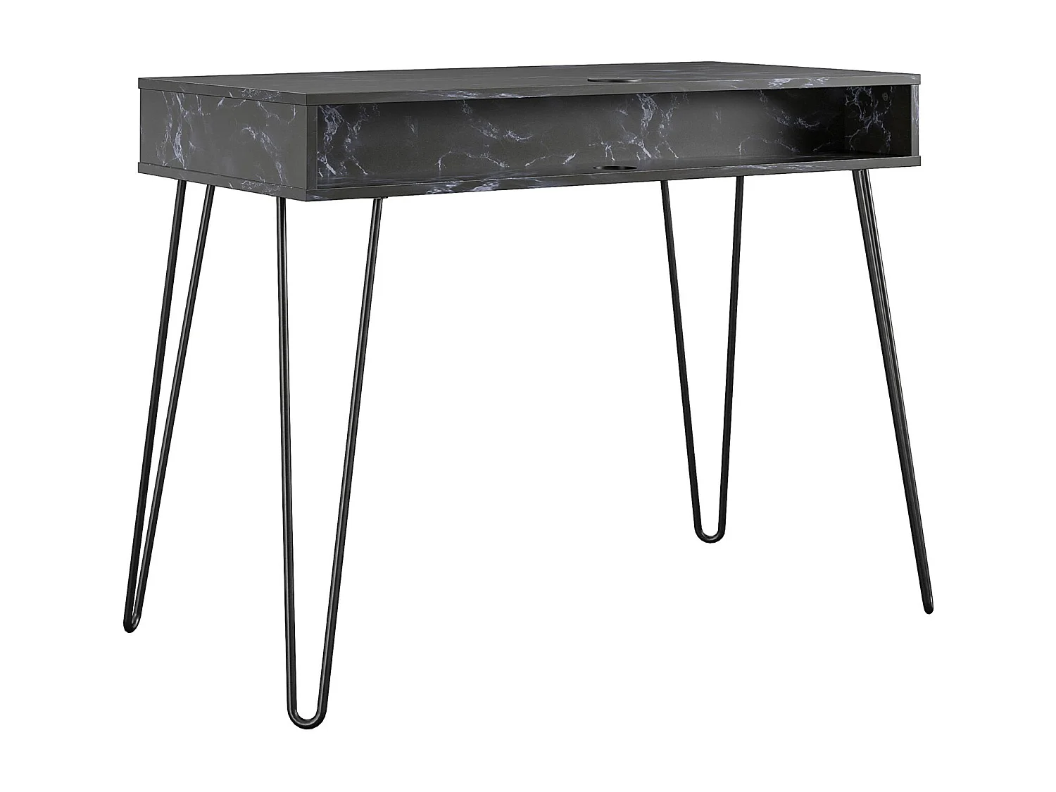 Athena | Secretária de Computador com 2 compartimentos em Mármore Preto