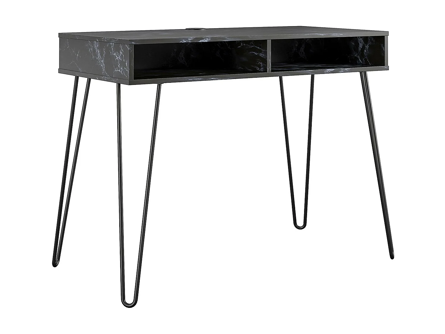 Athena | Secretária de Computador com 2 compartimentos em Mármore Preto