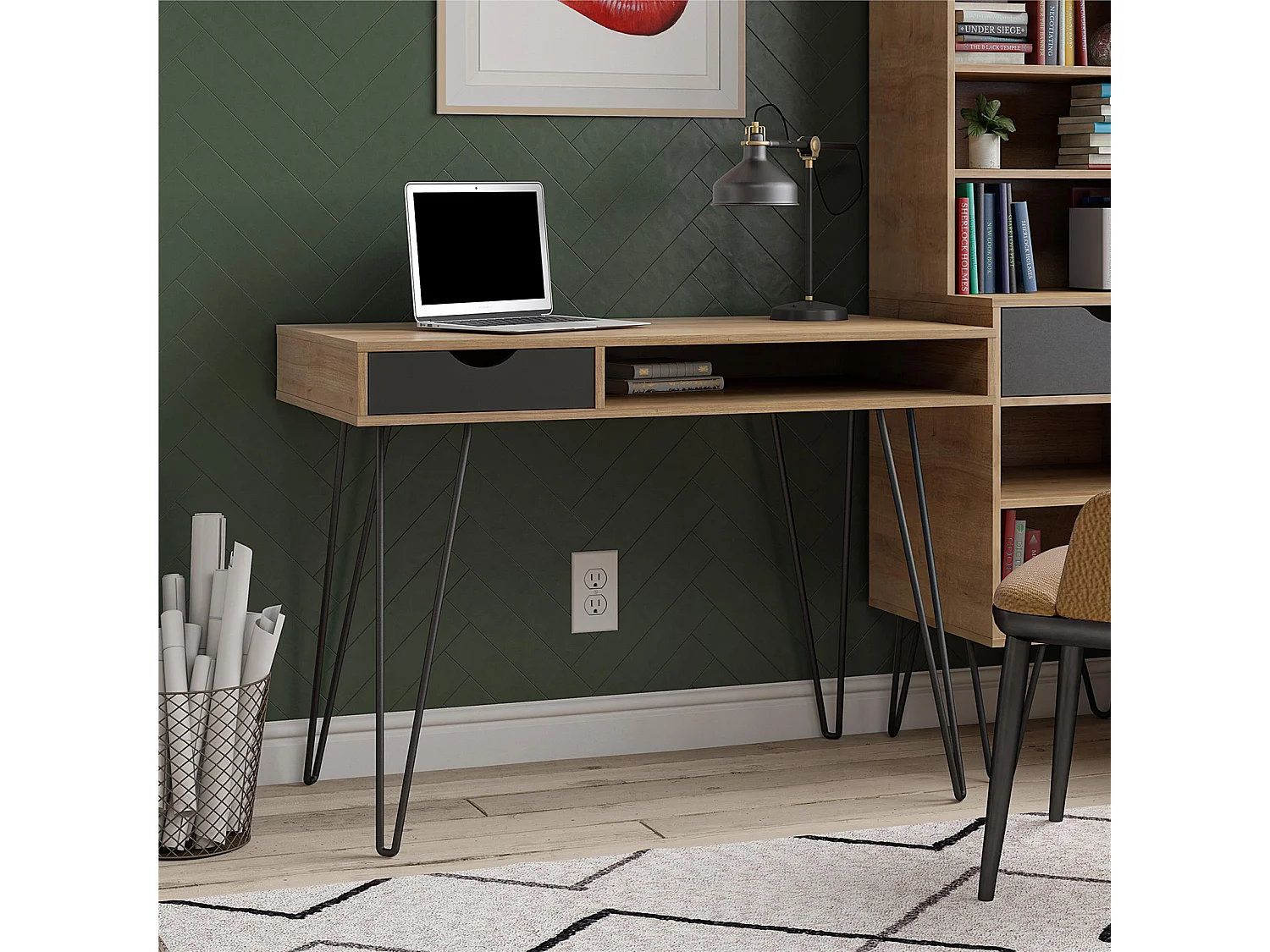 Concord | Bureau avec 1 tiroir en aspect bois naturel