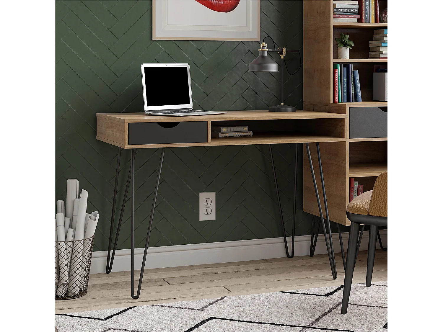 Concord | Bureau avec 1 tiroir en aspect bois naturel