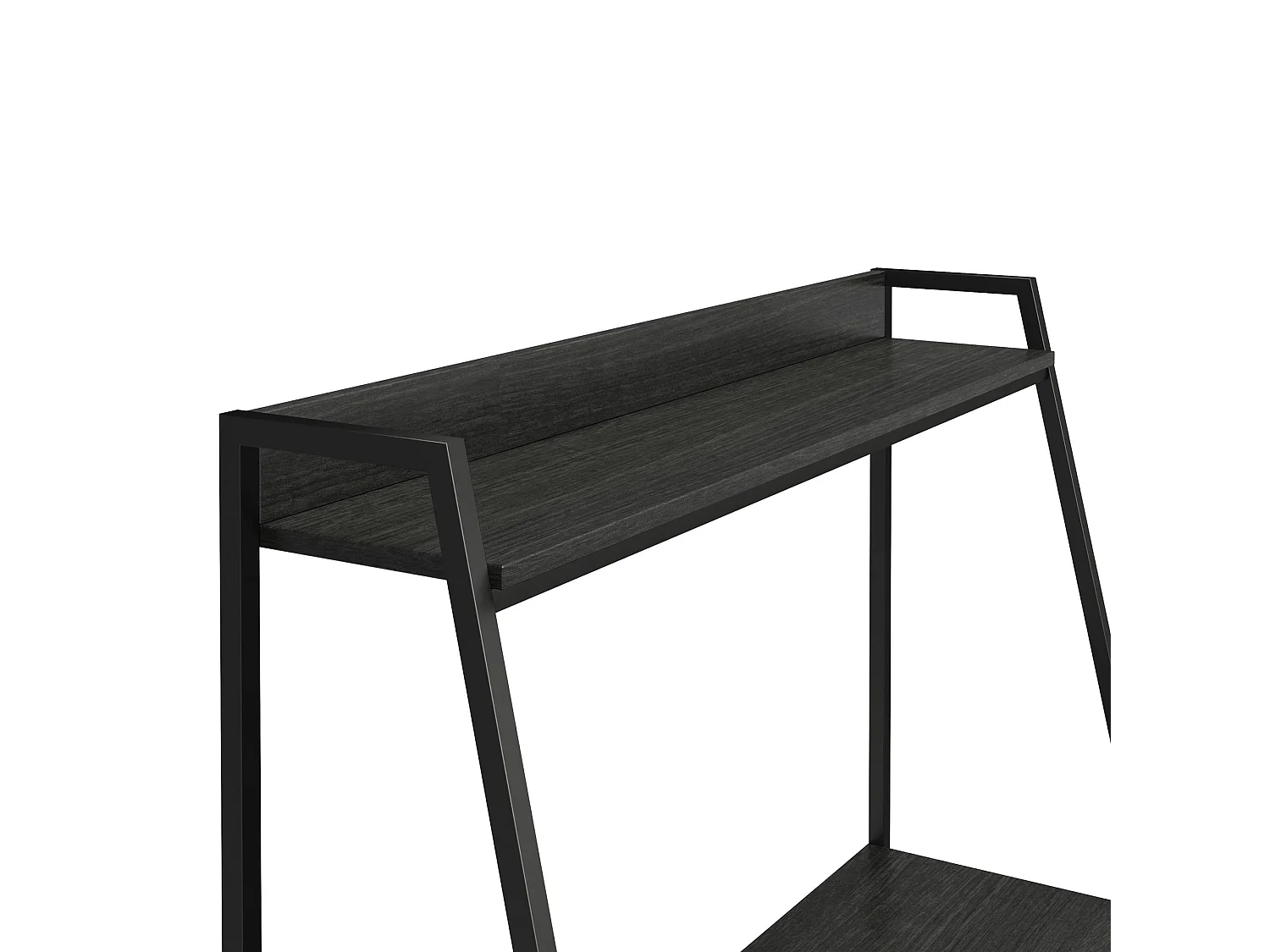 Scrivania in truciolare rovere nero e struttura in metallo nero