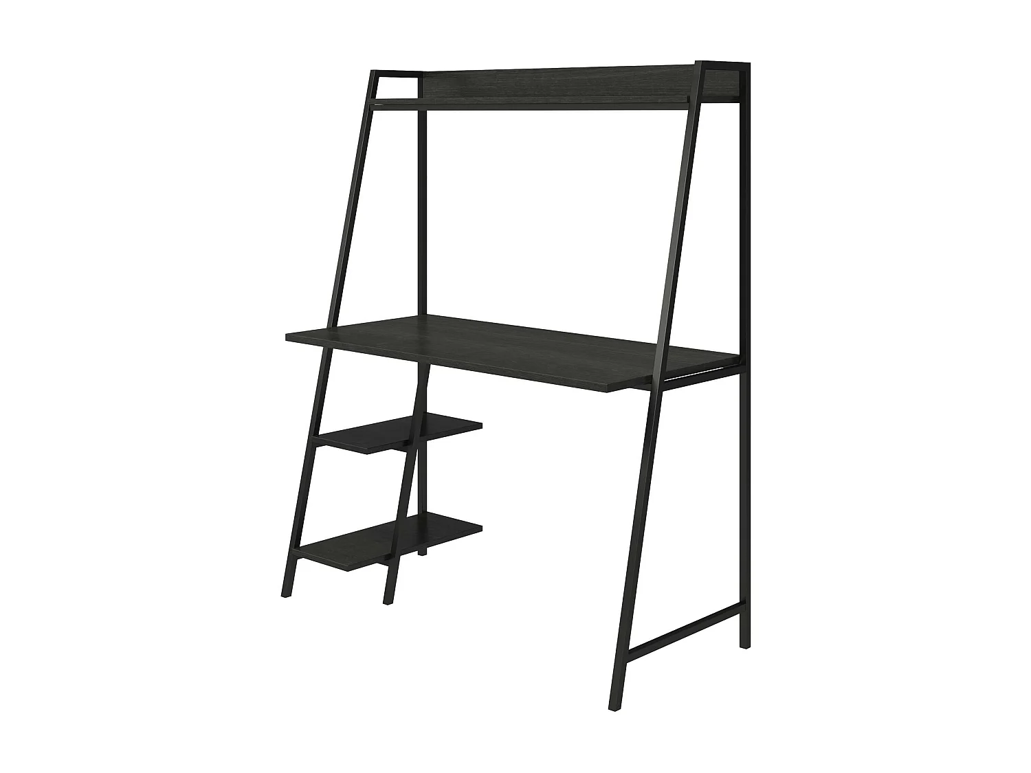 Scrivania in truciolare rovere nero e struttura in metallo nero