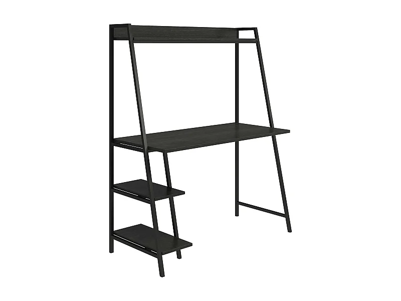 Scrivania in truciolare rovere nero e struttura in metallo nero