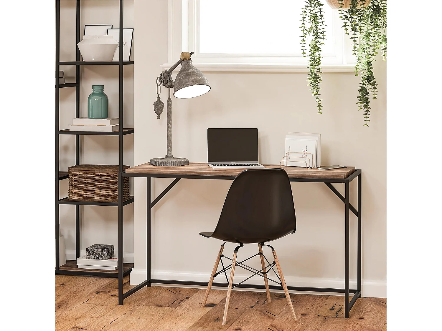 Quincy | Bureau en effet chêne et structure en métal