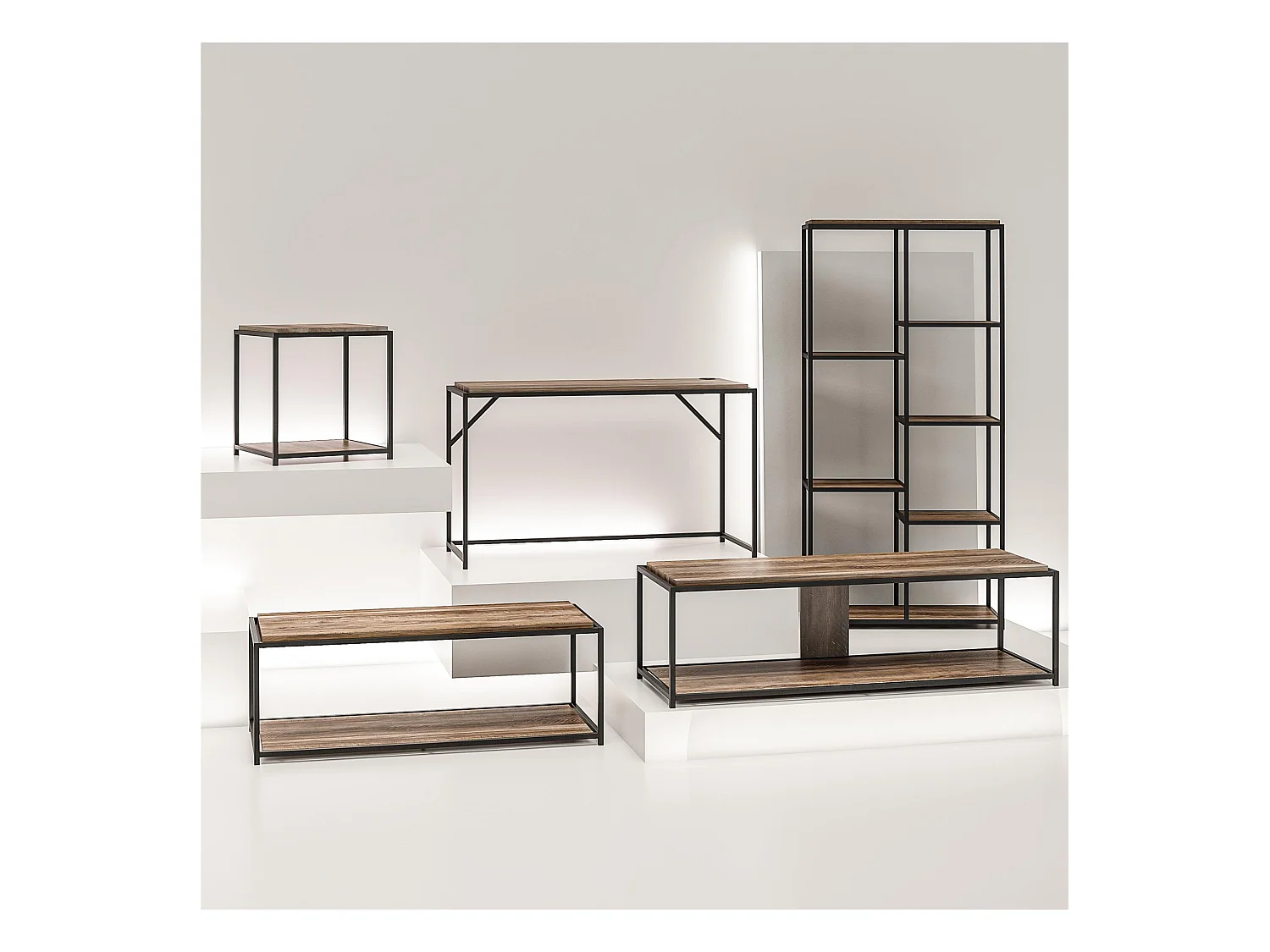 Quincy | Bureau en effet chêne et structure en métal