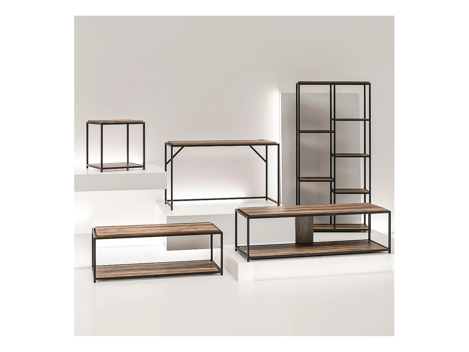 Quincy | Bureau en effet chêne et structure en métal