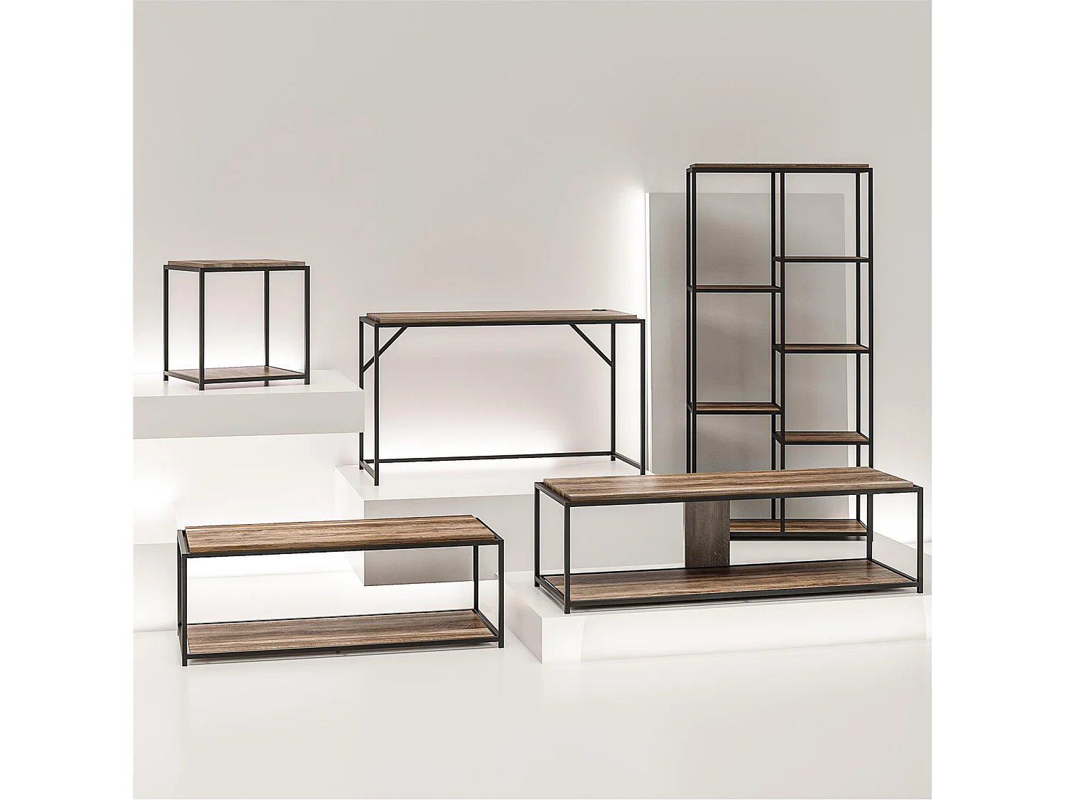 Quincy | Bureau en effet chêne et structure en métal