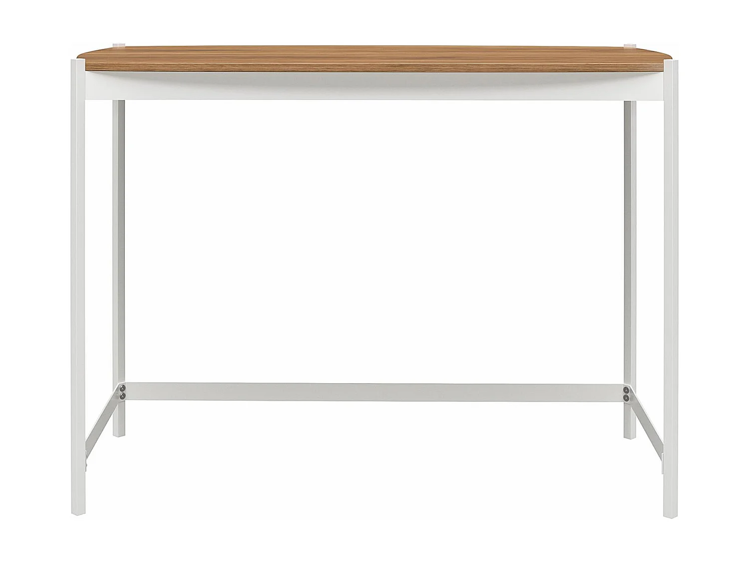 Escritorio en aglomerado laminado nogal y estructura en metal blanco