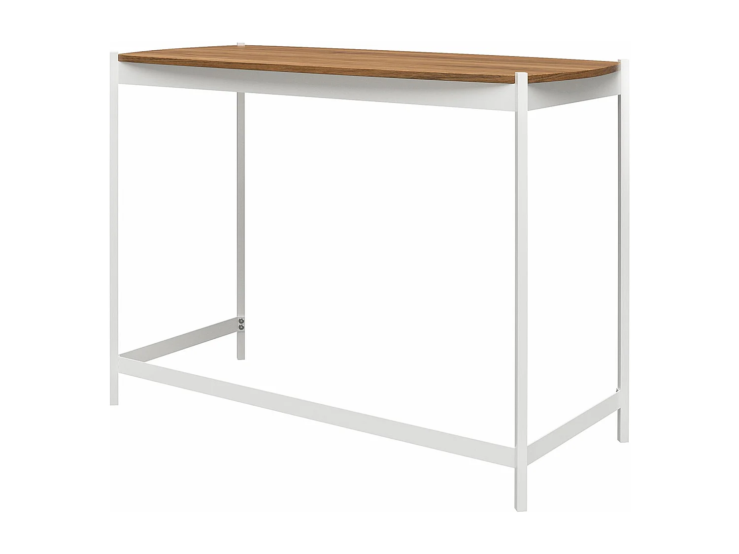 Escritorio en aglomerado laminado nogal y estructura en metal blanco