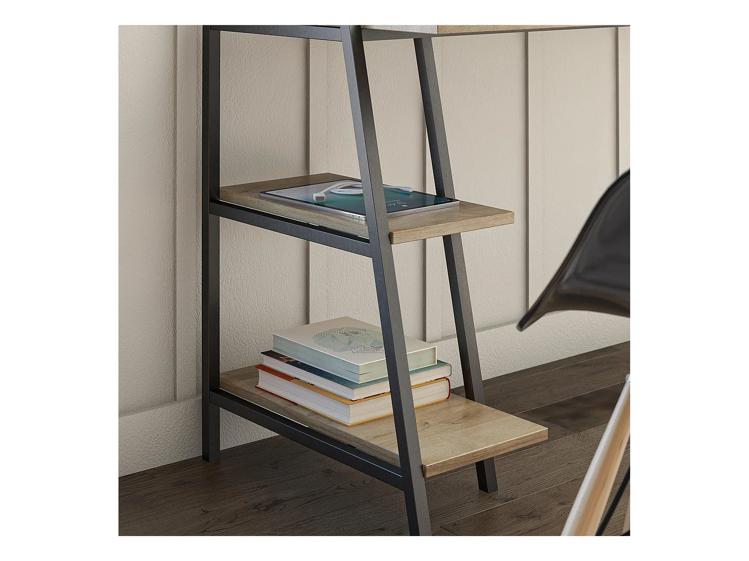 Bushwick | Bureau avec échelles en effet bois et structure en métal