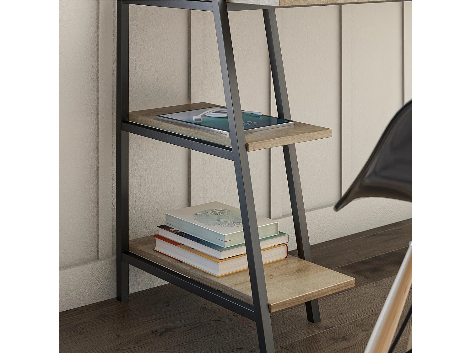 Bushwick | Bureau avec échelles en effet bois et structure en métal