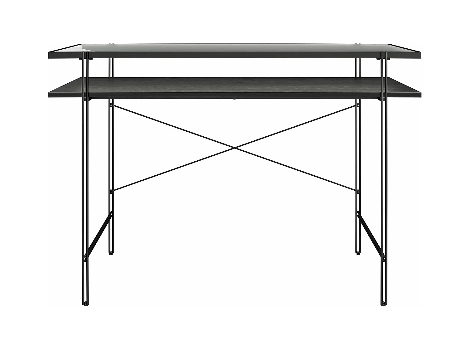 Wainwright | Escritorio de cristal transparente con estructura de metal negro