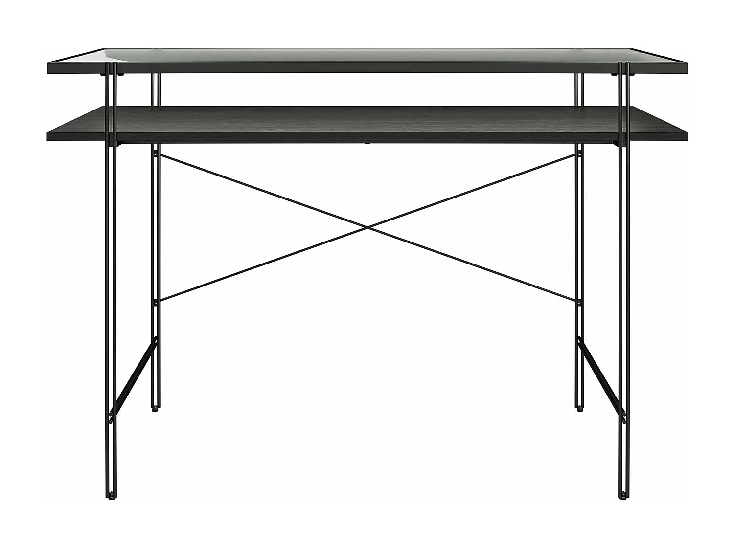 Wainwright | Escritorio de cristal transparente con estructura de metal negro
