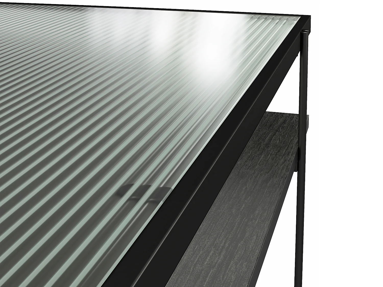 Wainwright | Bureau d'ordinateur en verre transparent et cadre en métal noir