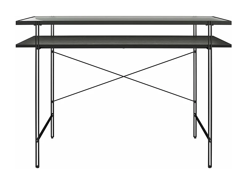 Wainwright | Bureau d'ordinateur en verre transparent et cadre en métal noir