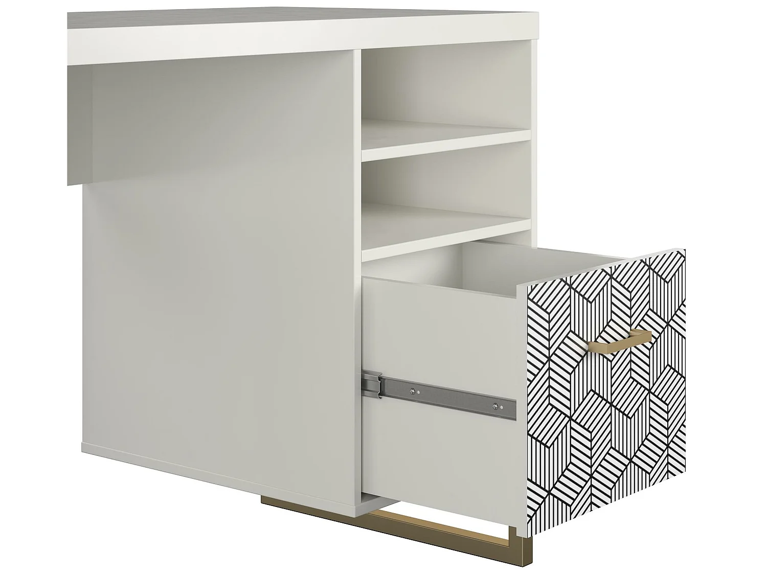 Scarlett | Secretária com um pé em MDF Branco