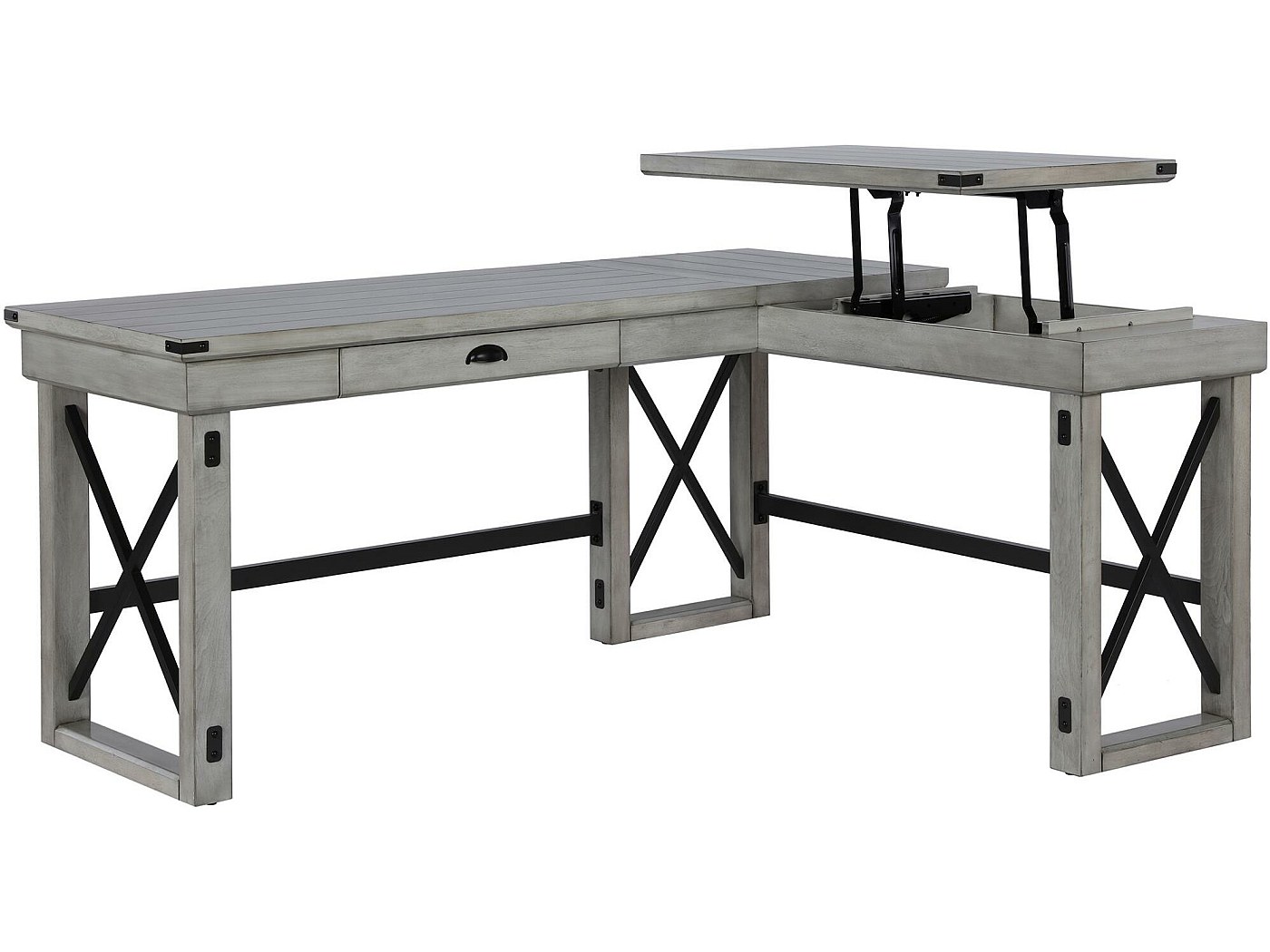 Scrivania A L Con Prese Di Corrente E Porte USB – Angolare Con 2 Supporti Monitor, 4 Cassetti In Tessuto, Ripiani Regolabili, Per Casa E Ufficio, Carico Max 81,6 Kg