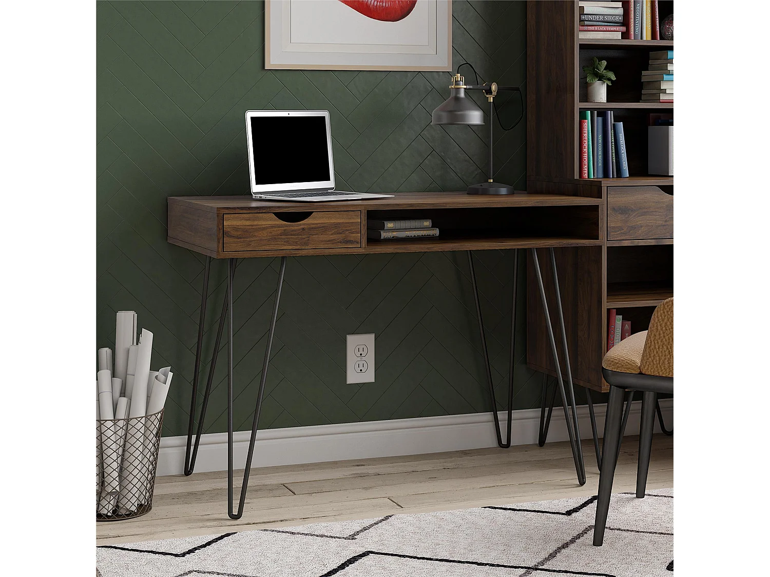 Concord | Bureau avec 1 tiroir en effet noyer