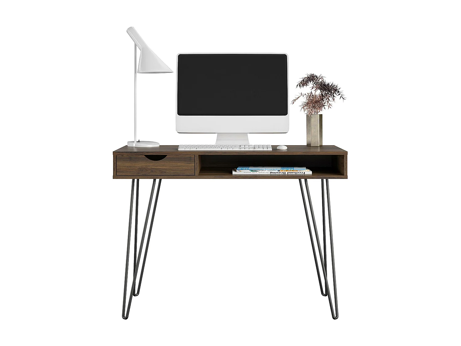 Concord | Bureau avec 1 tiroir en effet noyer