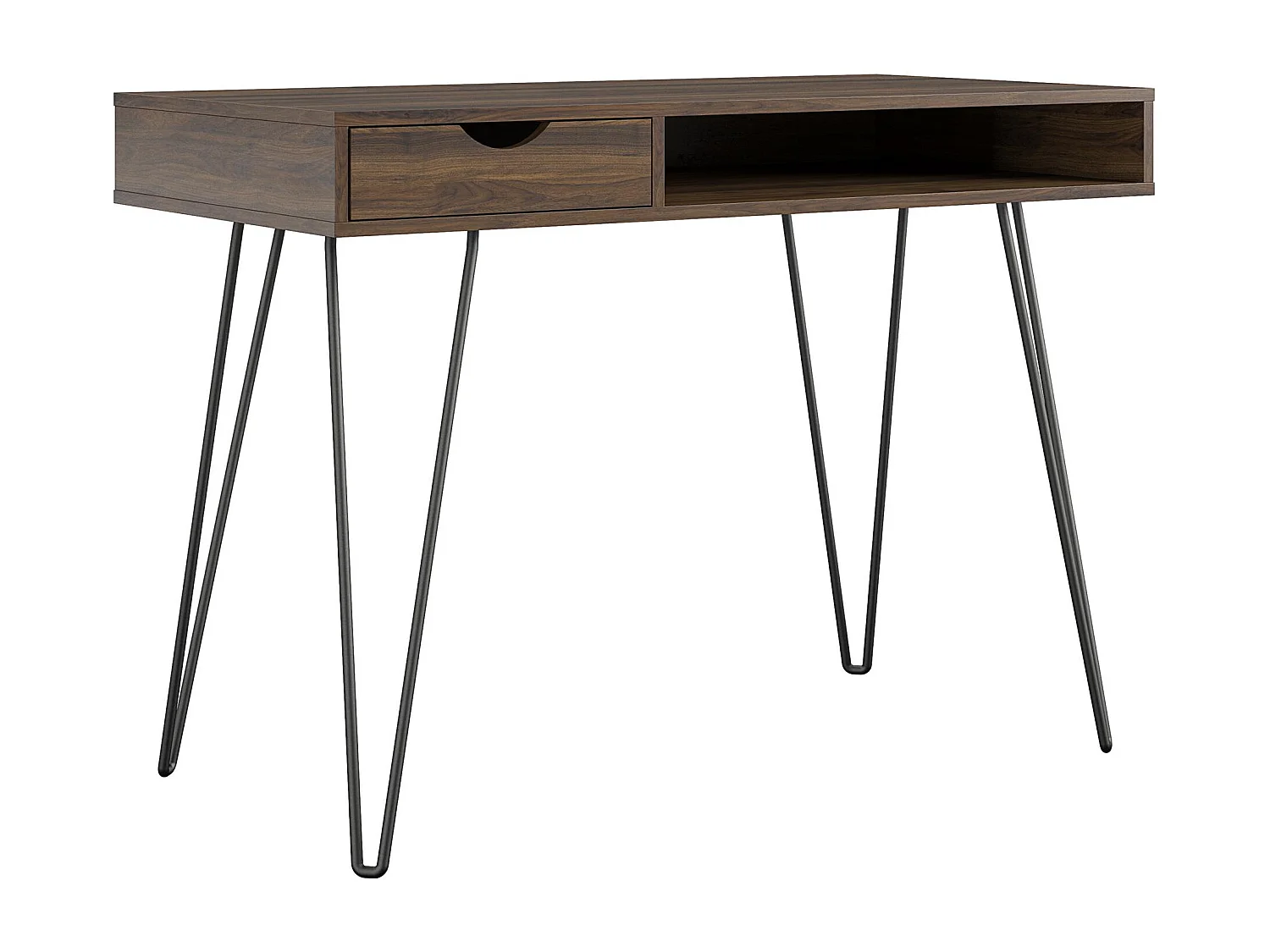 Schreibtisch mit 1 Schublade aus HDF, Walnuss