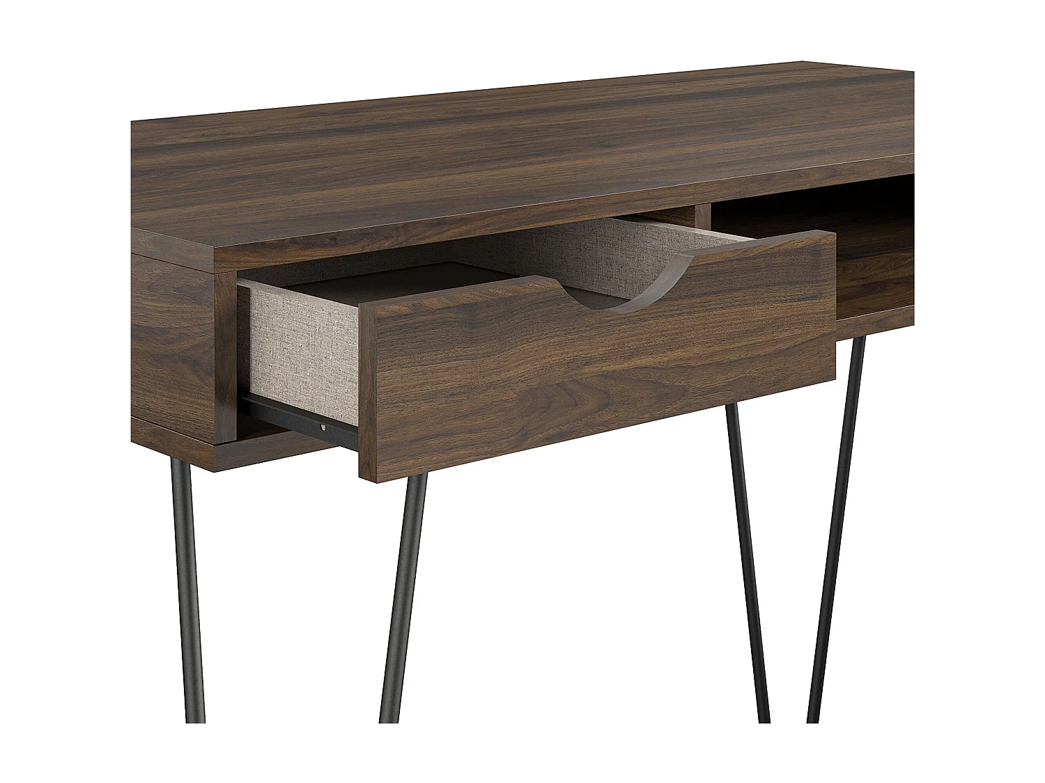 Schreibtisch mit 1 Schublade aus HDF, Walnuss